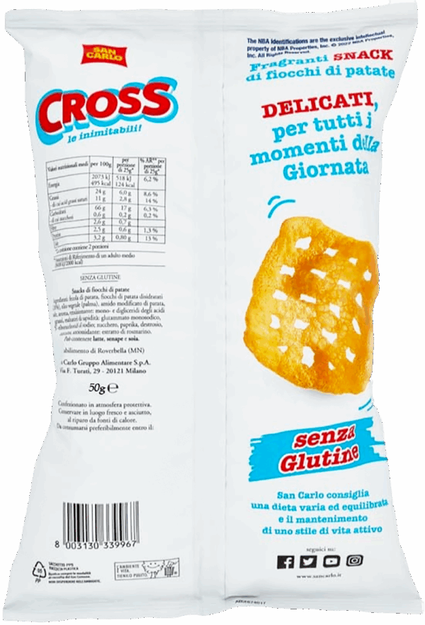 San Carlo Cross Snack di Fiocchi di Patate 50g ingredienti
