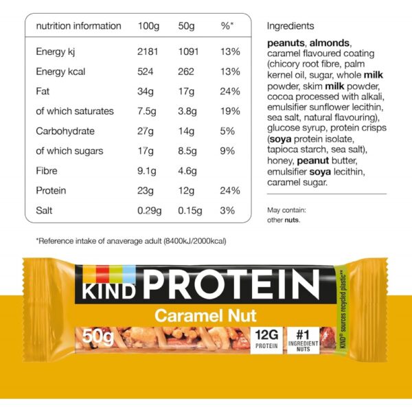 Be Kind Protein Barrette con Caramello e Noci Box 12x50g - immagine 4