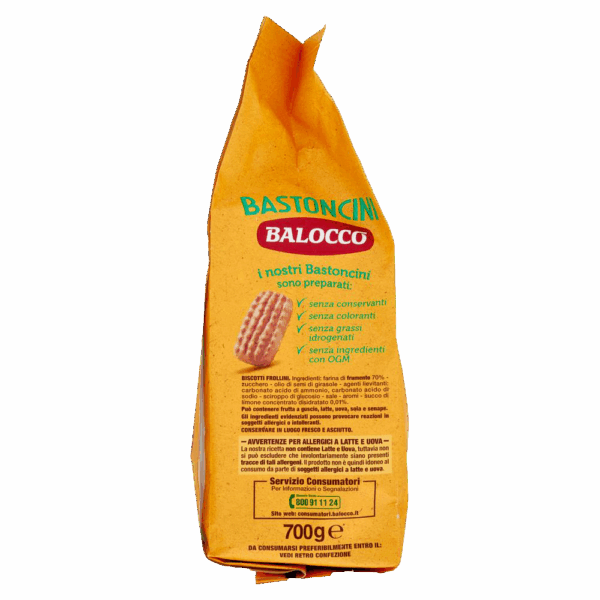Balocco Biscotti Bastoncini Frollini Classici Con Nota di Limone Senza Latte e Uova Aggiunti 700g