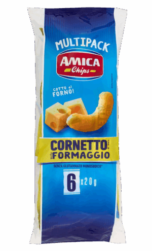 Amica Chips CORNETTO Patatine al Formaggio Formato Multipack 6x25g, 150g