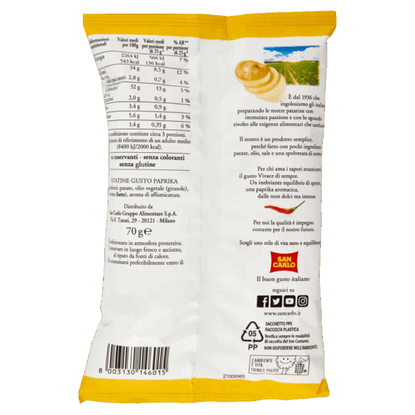 San Carlo Sticki Vivace Patatine Gusto Paprika 70g - immagine 3