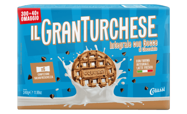 Colussi Il Granturchese Biscotti Integrali con Gocce di Cioccolato 340g