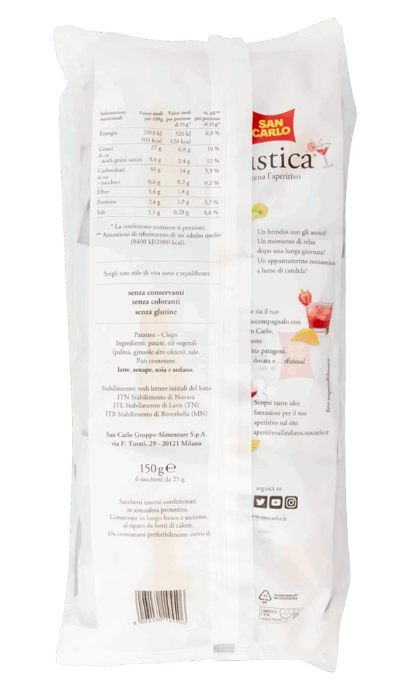 San Carlo Rustiche Patatine Formato Multipack 6x25g, 150g - immagine 2