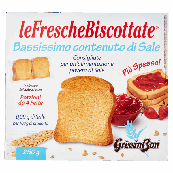 GrissinBon Fette Biscottate a Basso Contenuto di Sale FrescheBiscottate 250g
