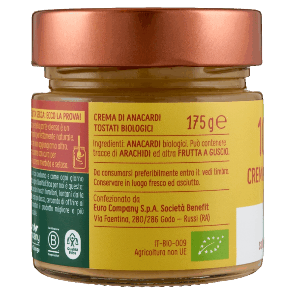 Crema di Anacardi Tostate 100% Biologica 175g - immagine 3