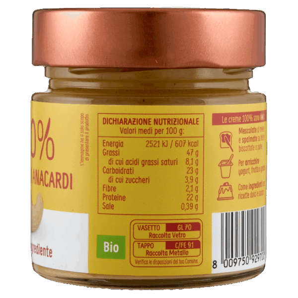 Crema di Anacardi Tostate 100% Biologica 175g - immagine 5