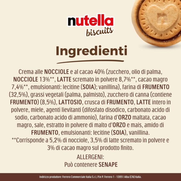 Nutella Biscuits Box 28x41,4g ingredienti