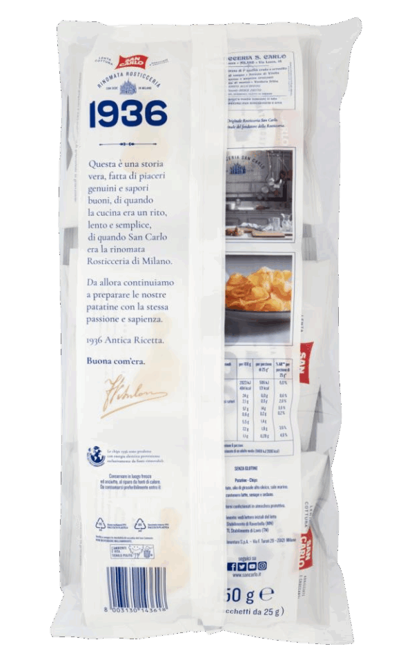 San Carlo 1936 Buona Com'era Patatine Formato Multipack 6x25g, 150g - immagine 2