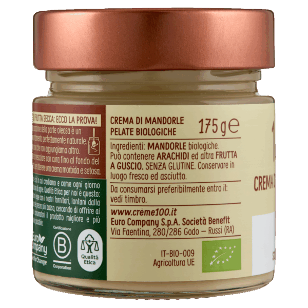Crema di Mandorle Pelate Tostate 100% Biologica 175g - immagine 2