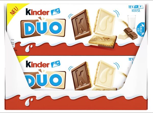 Kinder Duo Tavoletta con Cioccolato al Latte e Bianco Box 12x150g