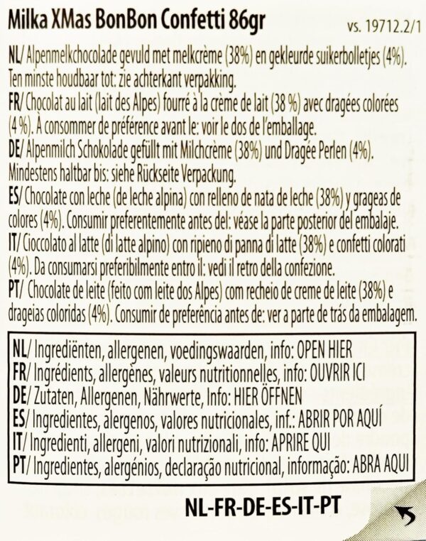 Milka Bonbons Confetti 86g ingredienti