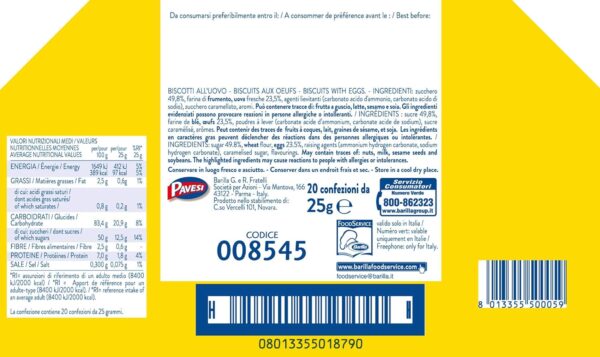 Pavesini Gli Originali Box 20x25g ingredienti