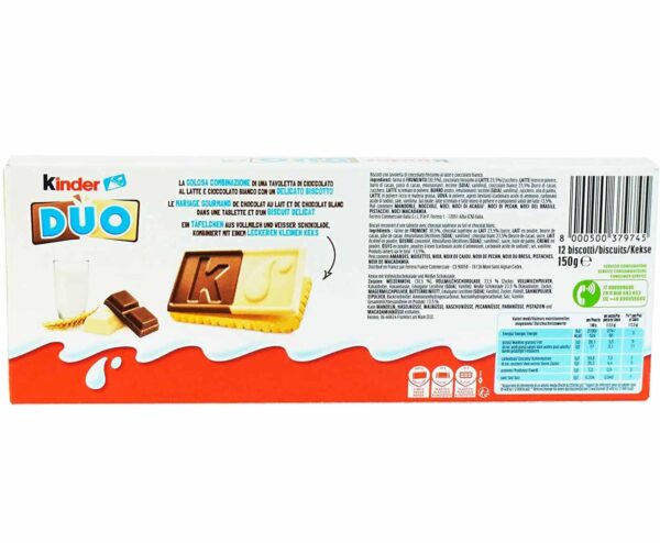 Kinder Duo Tavoletta con Cioccolato al Latte e Bianco Box 12x150g
