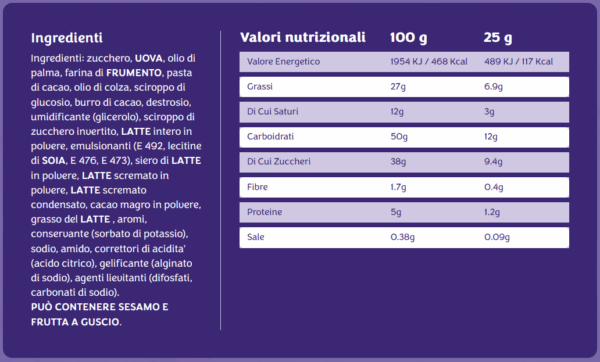Milka Choco Brownie Box 24x50g ingredienti