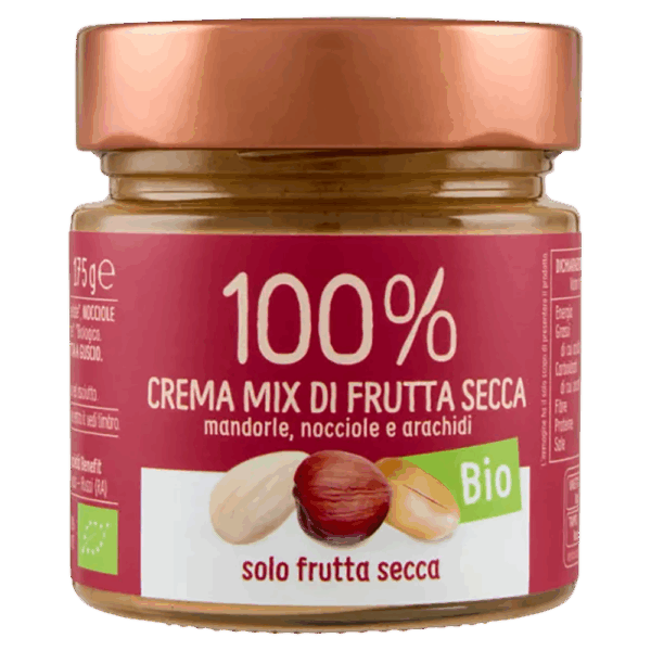 Crema Mix di Frutta Secca Mandorle, Nocciole e Arachidi 100% Biologica 175g