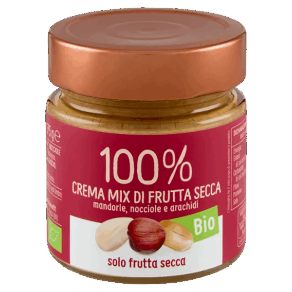 Crema Mix di Frutta Secca Mandorle, Nocciole e Arachidi 100% Biologica 175g
