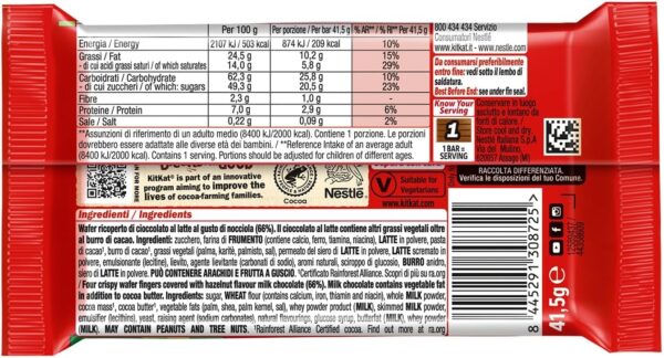 Kit Kat Hazelnut Barretta Ripiena di Cioccolato al Latte Gusto Nocciola 24x41,5g - immagine 4