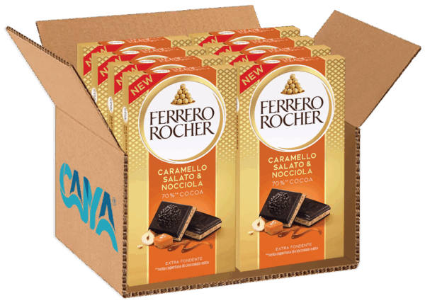 Ferrero Rocher Caramello Salato e Nocciola Tavoletta di Cioccolato Extra con Ripieno alla Nocciola 90g box