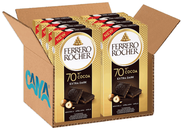 Ferrero Rocher Extra Dark Tavoletta di Cioccolato Extra con Ripieno alla Nocciola 90g box