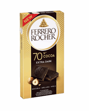 Ferrero Rocher Extra Dark Tavoletta di Cioccolato Extra con Ripieno alla Nocciola 90g
