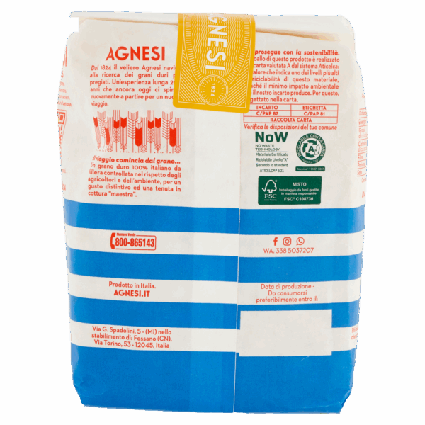 Agnesi Fusilli n°102 Pasta di Grano Duro 500g - immagine 2