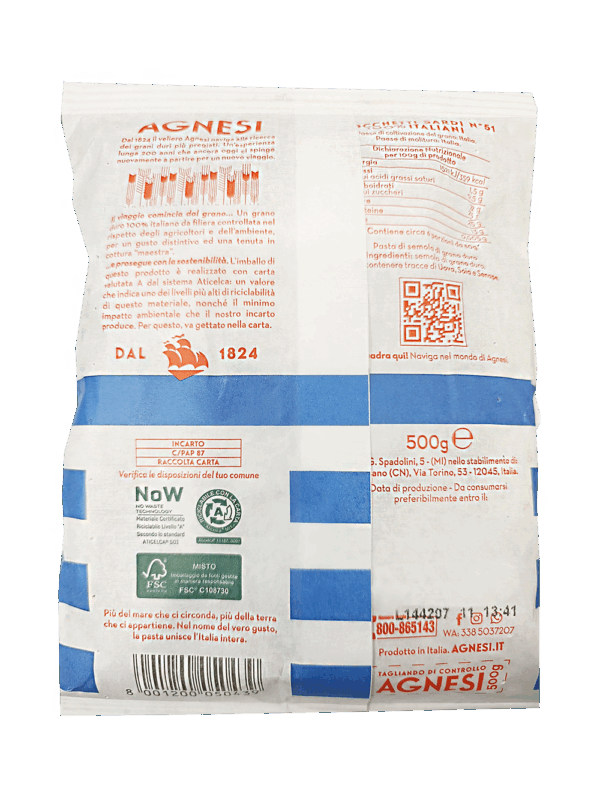 Agnesi Gnocchetti Sardi n°51 Pasta di Grano Duro 500g - immagine 3