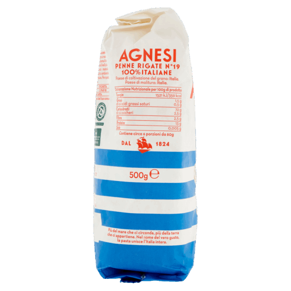 Agnesi Penne Rigate n°19 Pasta di Grano Duro 500g - immagine 4