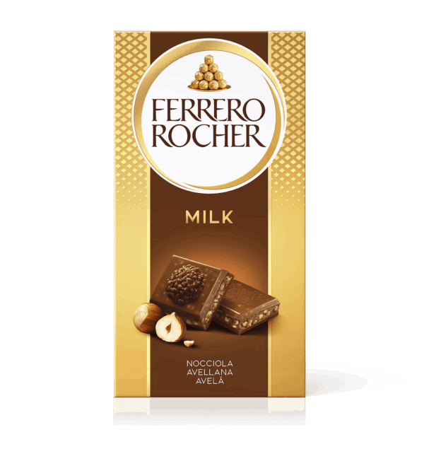 Ferrero Rocher Milk Tavoletta di Cioccolato al Latte con Ripieno alla Nocciola 90g