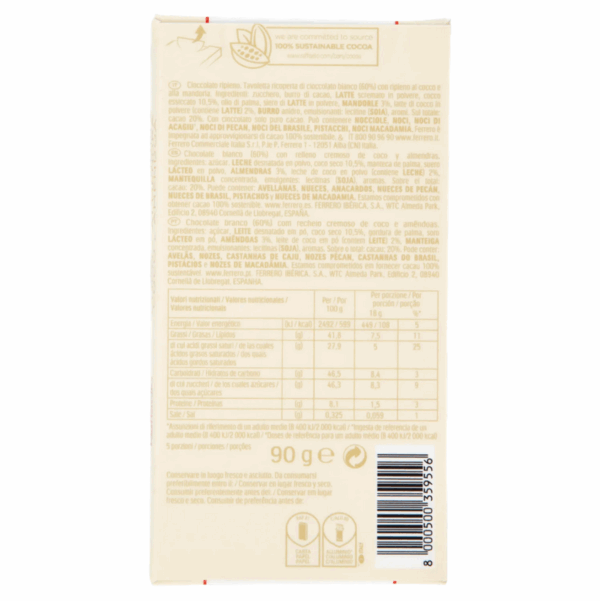 Ferrero Raffaello Tavoletta al Cocco e Mandorla 90g - immagine 3