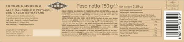 Condorelli Torrone alle Mandorle e Pistacchi con Cacao Extradark 150g - immagine 2