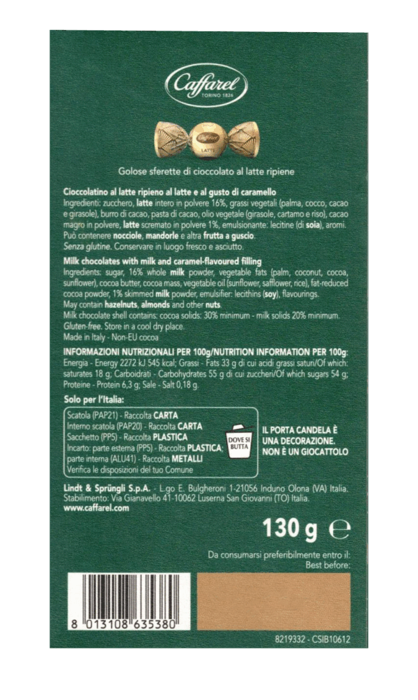 Caffarel Alberello Porta Candela con Cioccolatini 130g ingredienti