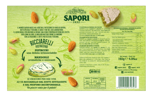 Sapori Ricciarelli Pistacchio alla Mandorla Scatola 140g - immagine 3