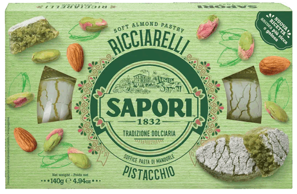 Sapori Ricciarelli Pistacchio alla Mandorla Scatola 140g