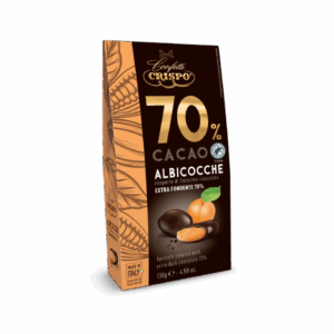 Crispo Confetti 70% Cacao Albicocche Ricoperte di Finissimo Cioccolato Extra Fondente 130g