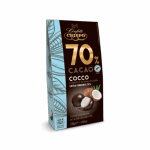 Crispo Confetti 70% Cacao Cocco Ricoperto di Finissimo Cioccolato Extra Fondente 130g