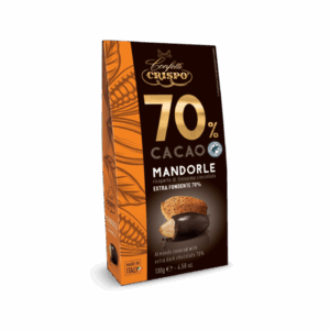 Crispo Confetti 70% Cacao Mandorle Ricoperte di Finissimo Cioccolato Extra Fondente 130g