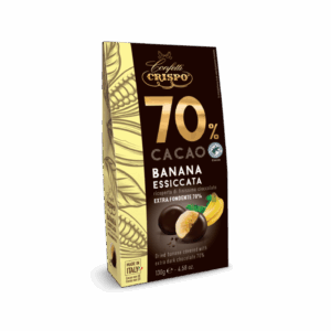 Crispo Confetti 70% Cacao Banana Essiccata Ricoperta di Finissimo Cioccolato Extra Fondente 130g