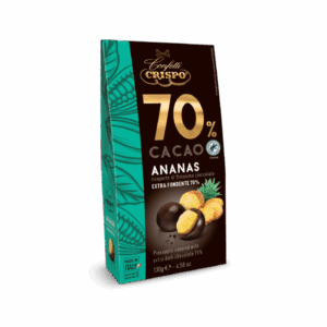 Crispo Confetti 70% Cacao Ananas Ricoperto di Finissimo Cioccolato Extra Fondente 130g