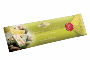 Condorelli Torrone Morbido alle Mandorle e Pistacchi Ricoperto al Limone 150g
