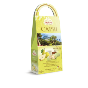Crispo Capri Mandorle Tostate Ricoperte di Cioccolato Bianco e Confettate al Gusto Ricotta e Pera 150g