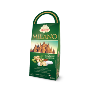 Crispo Milano Mandorle Tostate Ricoperte di Cioccolato Bianco e Confettate al Gusto Pistacchio 150g