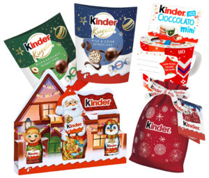 Kinder Christmas Pack 5 Pezzi: Tazza, Sacchetto, Figura Cava, Balls