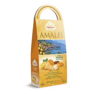 Crispo Amalfi Mandorle Tostate Ricoperte di Cioccolato Bianco e Confettate al Gusto Arancia 150g