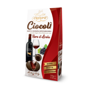 Crispo Ciocolì Praline di Cioccolato Fondente Ripiene di Vino Nero D'Avola 100g