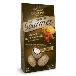 Crispo Ovetti Confettati Gourmet Cioccolato Fondente Biscotto e Caramello 150g