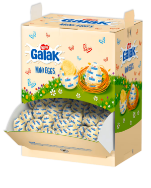 Nestle Galak Mini Eggs Box Espositore 1,6 kg Mini Ovetti Cioccolato Bianco Ripieni al Latte