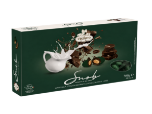 Crispo Snob Verde Inglese Mandorla Tostata Ricoperta di Cioccolato al Latte 500g