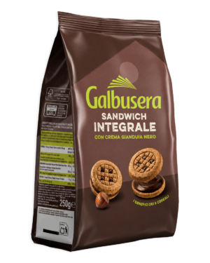 Galbusera Sandwich Integrale con Crema Gianduia Nero 250g