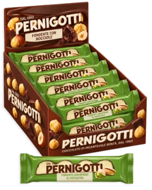 Pernigotti Barrette Cioccolato Fondente con Pistacchio Box 21x30g